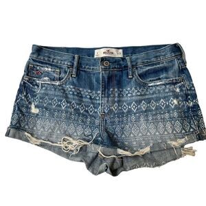 Hollister Cutoff Denim Jean Booty Shorts Frayed Hem Bleached size 9/29